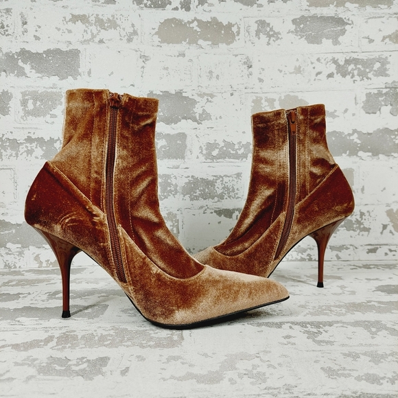 New Jeffrey Campbell Florette Natural Crushed Velvet Floral Heels C204 - Picture 3 of 12